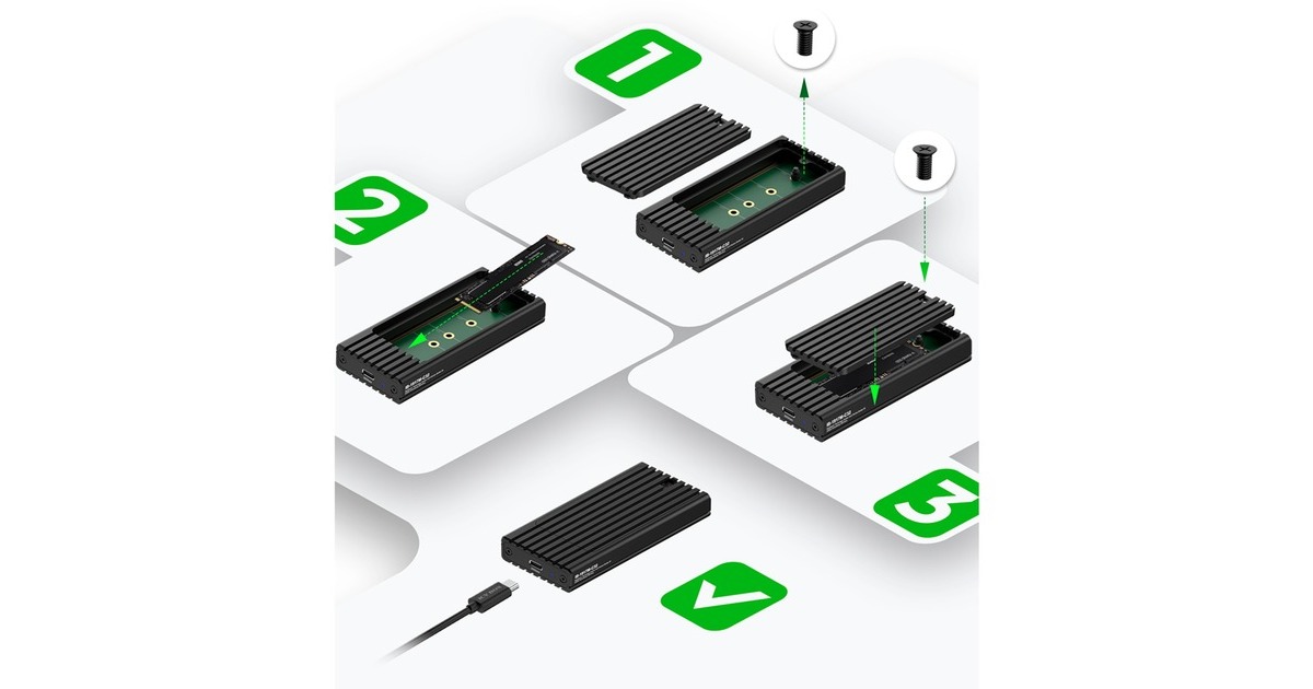 ICY BOX IB-1917M-C32, Laufwerksgehäuse(schwarz, USB 3.2 Gen 2x2 Type-C Gehäuse für M.2)