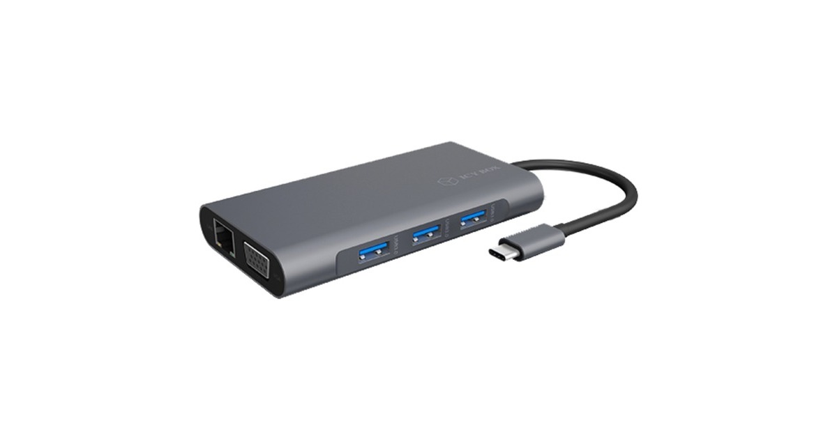 ICY BOX IB-DK4040-CPD, Dockingstation(grau, USB-C, HDMI, VGA, SD)