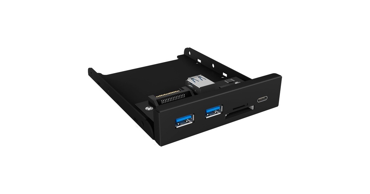 ICY BOX IB-HUB1417-i3, Frontpanel(schwarz, 1x USB Type-C, 2x USB Type-A, Kartenleser)