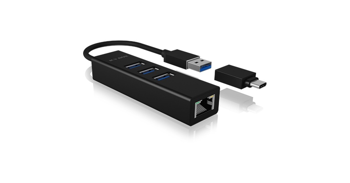 ICY BOX IB-HUB1419-LAN, USB-Hub(schwarz)