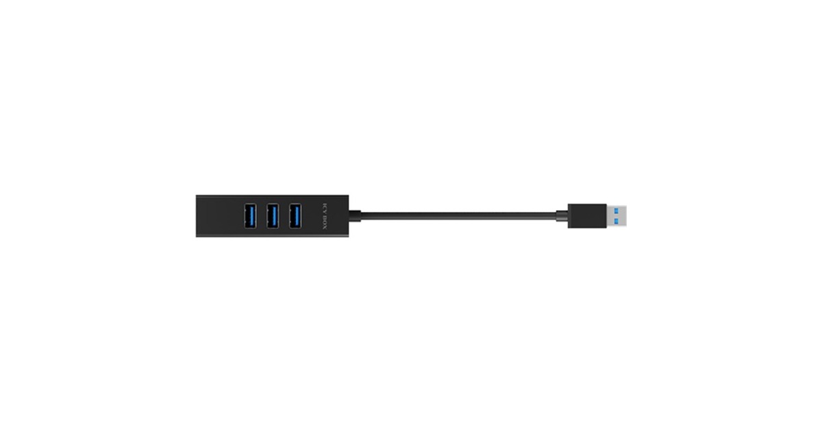 ICY BOX IB-HUB1419-LAN, USB-Hub(schwarz)