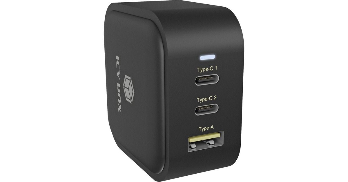 ICY BOX IB-PS103-PD, Ladegerät(schwarz, mit 3 Anschlüssen und Power Delivery)