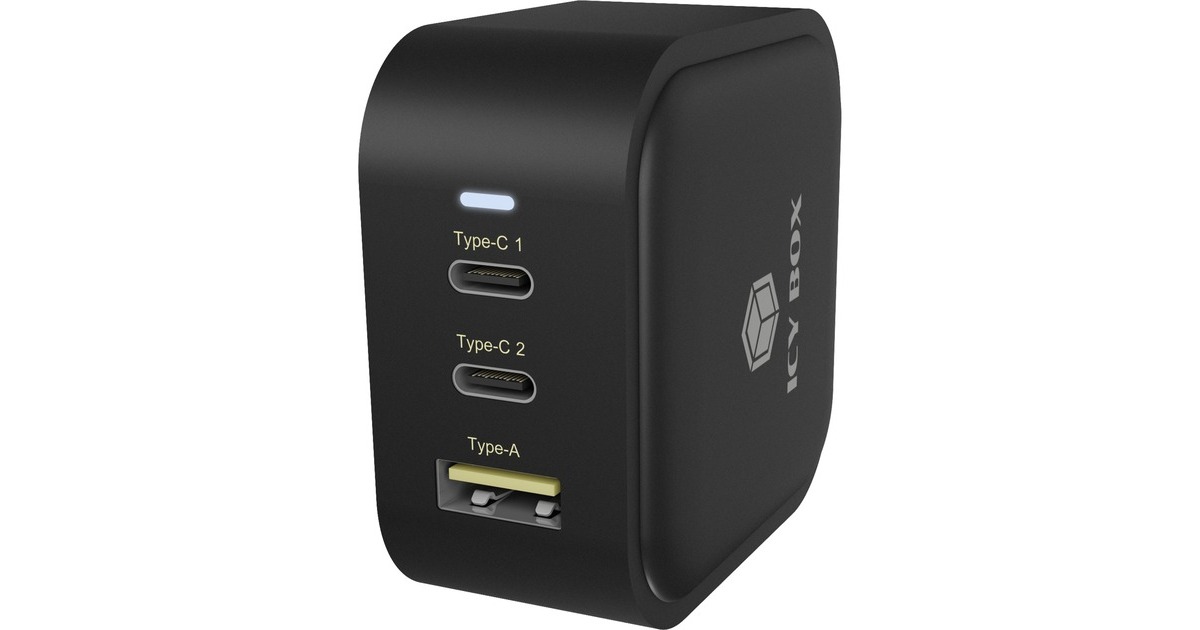 ICY BOX IB-PS103-PD, Ladegerät(schwarz, mit 3 Anschlüssen und Power Delivery)