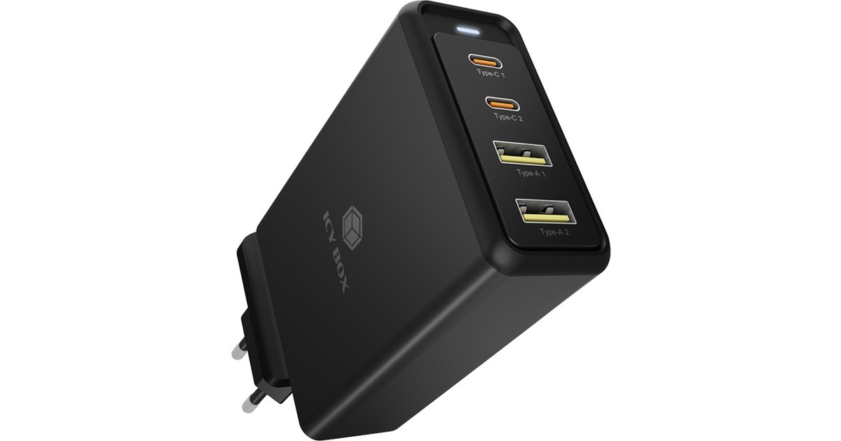 ICY BOX IB-PS104-PD, Ladegerät(schwarz, 4-Port Wall Charger)