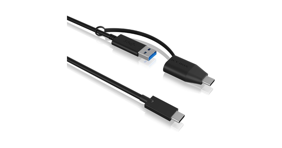 USB-A + USB-C Stecker(schwarz, 1 Meter)