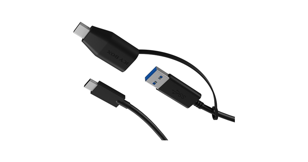 USB-A + USB-C Stecker(schwarz, 1 Meter)