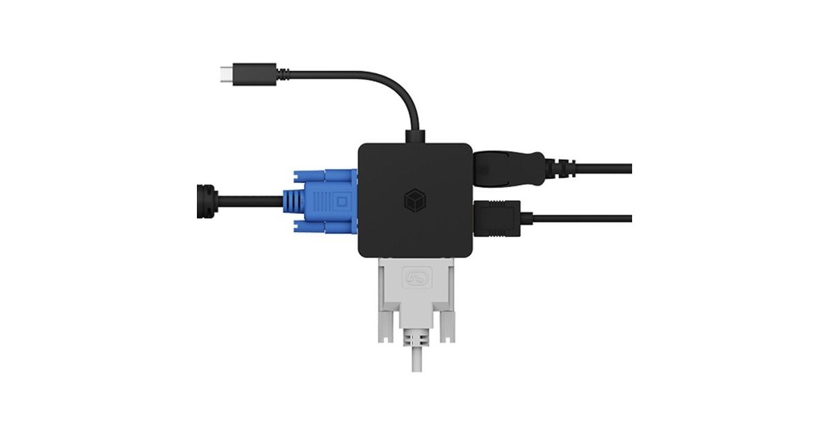 VGA + DVI + HDMI + DisplayPort Buchse(schwarz, 15cm)