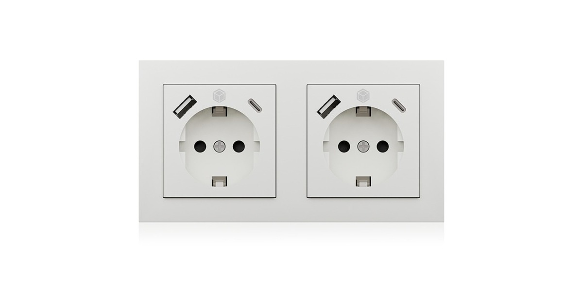 ICY BOX Unterputz Steckdosenset IB-MPS4200W-PD, mit USB PD Ladefunktion(weiß, 2 Stück)
