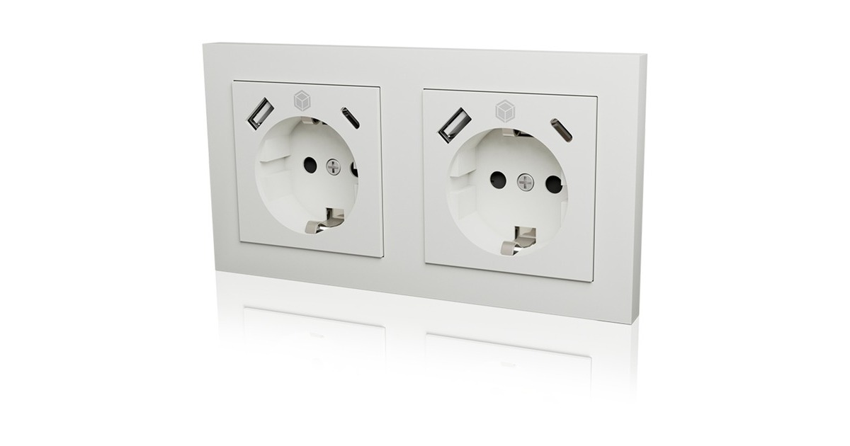 ICY BOX Unterputz Steckdosenset IB-MPS4200W-PD, mit USB PD Ladefunktion(weiß, 2 Stück)