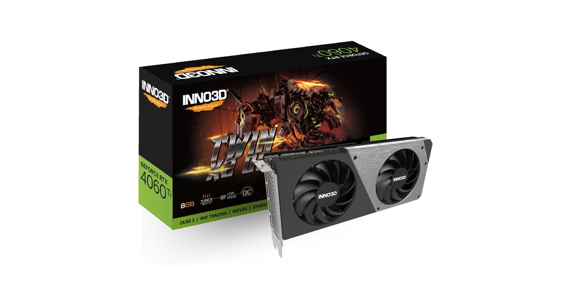 INNO3D GeForce RTX 4060 Ti TWIN X2 OC, Grafikkarte(DLSS 3, 3x DisplayPort, 1x HDMI 2.1)