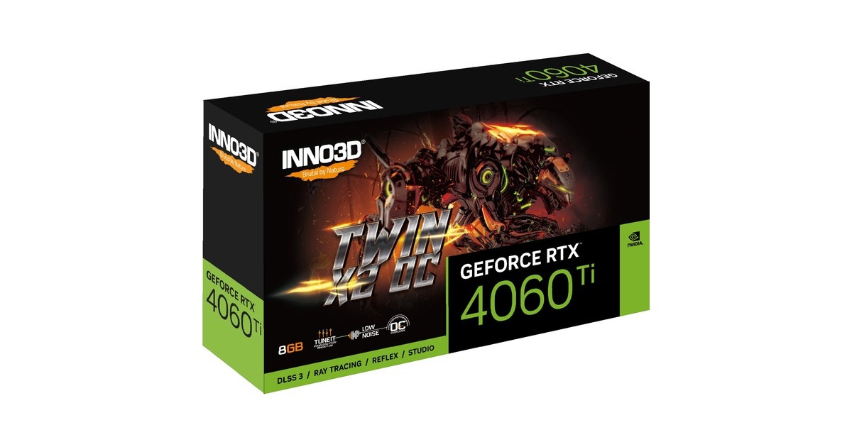 INNO3D GeForce RTX 4060 Ti TWIN X2 OC, Grafikkarte(DLSS 3, 3x DisplayPort, 1x HDMI 2.1)