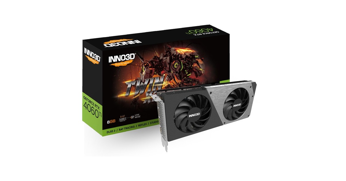 INNO3D GeForce RTX 4060 Ti TWIN X2, Grafikkarte(DLSS 3, 3x DisplayPort, 1x HDMI 2.1)