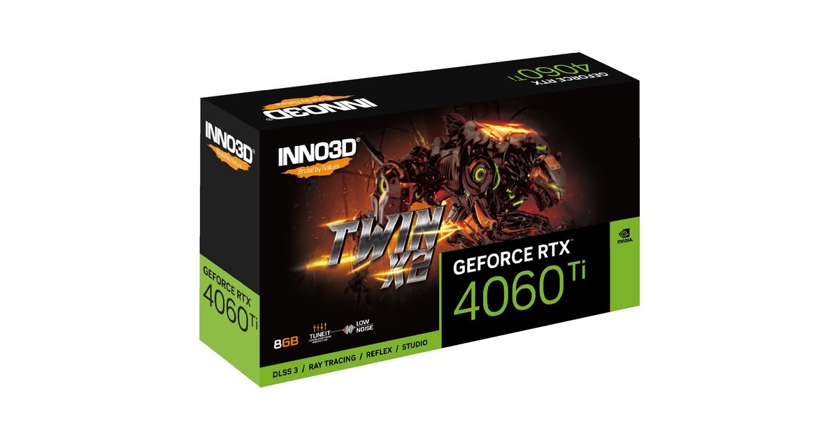 INNO3D GeForce RTX 4060 Ti TWIN X2, Grafikkarte(DLSS 3, 3x DisplayPort, 1x HDMI 2.1)