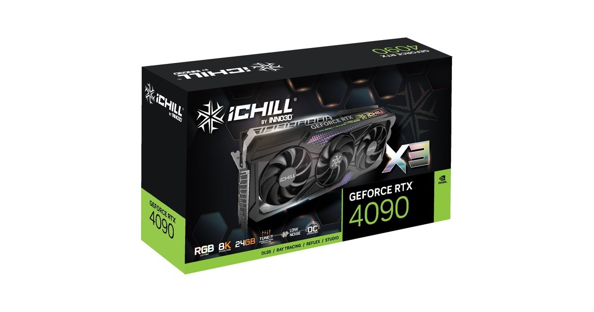 INNO3D GeForce RTX 4090 ICHILL X3, Grafikkarte(DLSS 3, 3x DisplayPort, 1x HDMI 2.1)