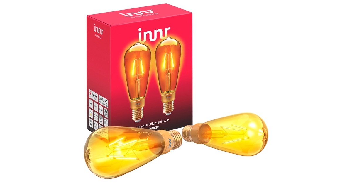 INNR Smart Filament Bulb E27 Vintage Edison, LED-Lampe(2er-Pack, ersetzt 30 Watt)
