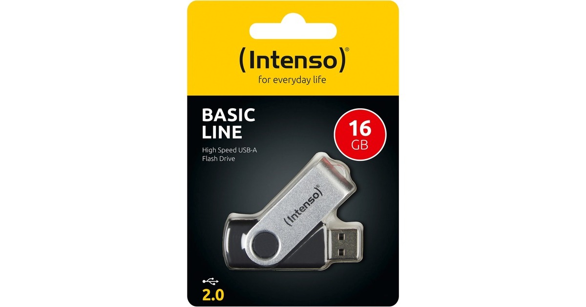 Intenso Basic Line 16 GB, USB-Stick(schwarz/silber)