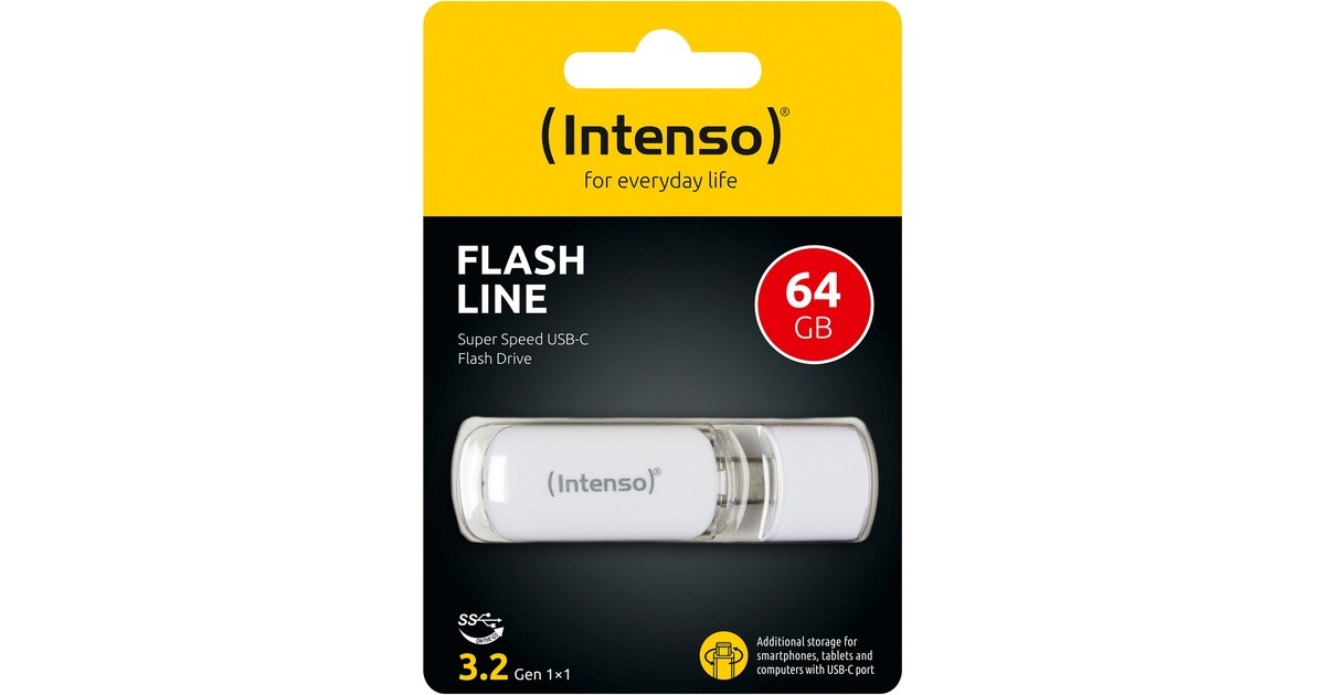 Intenso FLASH LINE 64 GB, USB-Stick(weiß, USB-C 3.2 Gen 1)