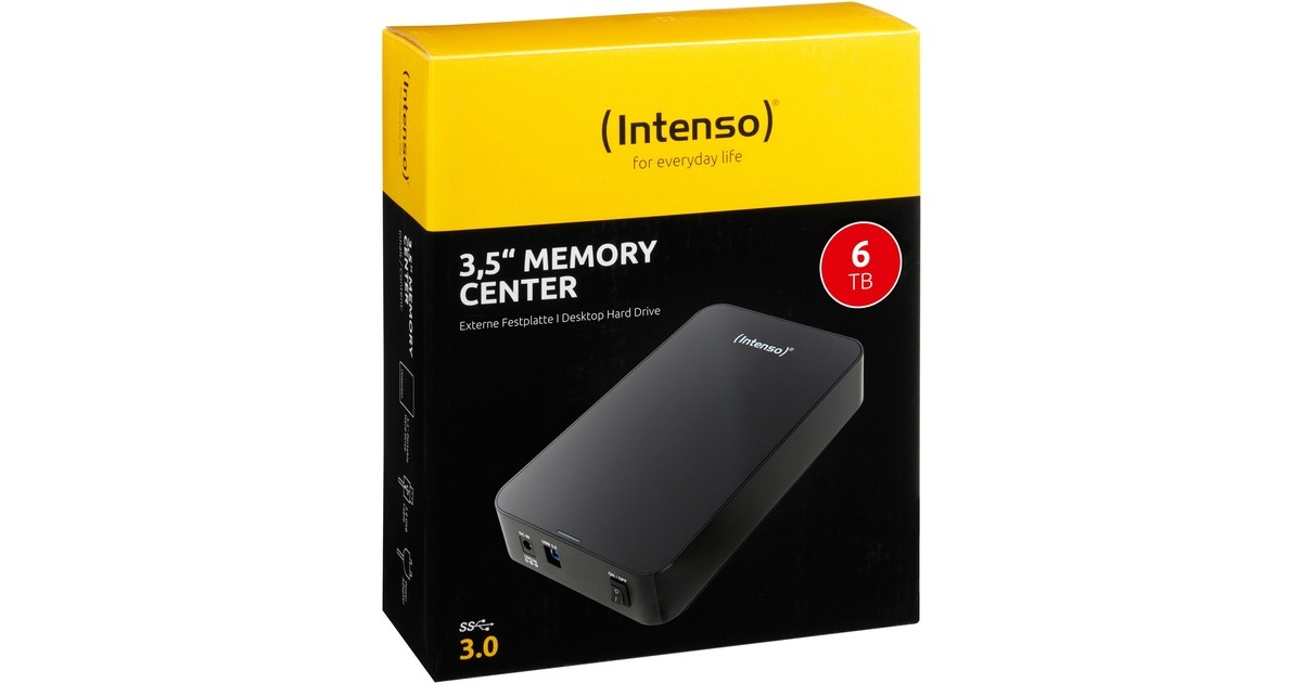 Intenso Memory Center 6 TB, Externe Festplatte(schwarz, USB-B 3.2 Gen 1 (5 Gbit/s))