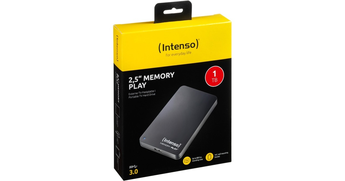 Intenso Memory Play 1 TB, Externe Festplatte(schwarz, USB-A 3.2 Gen 1 (5 Gbit/s))