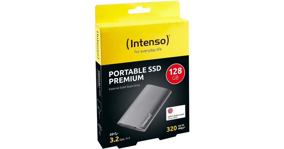 Intenso Portable SSD Premium 128 GB, Externe SSD(anthrazit, USB-A 3.2 Gen 1 (5 Gbit/s), 1,8