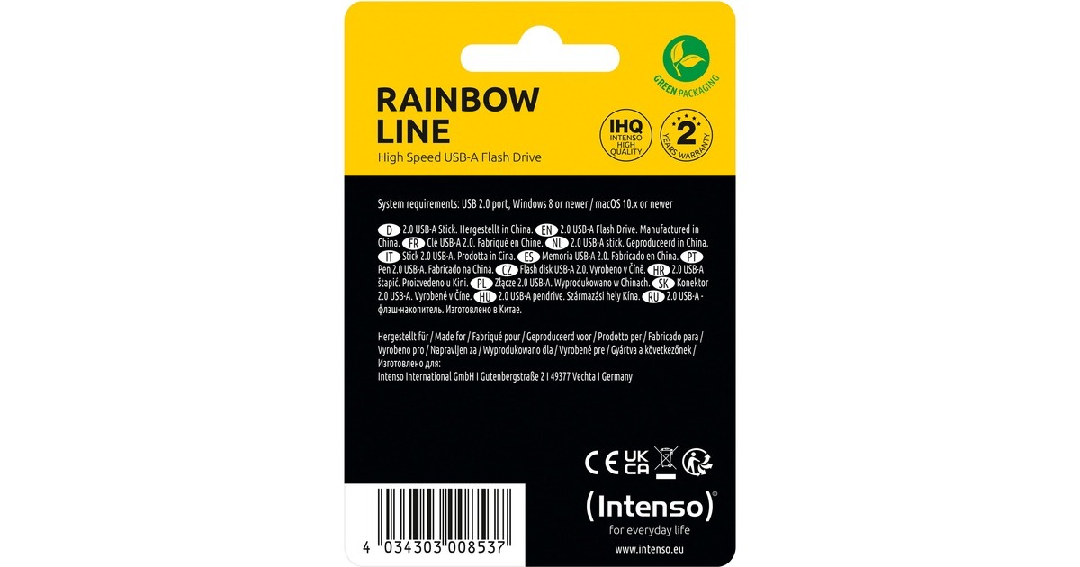 Intenso Rainbow Line 8 GB, USB-Stick(grün)
