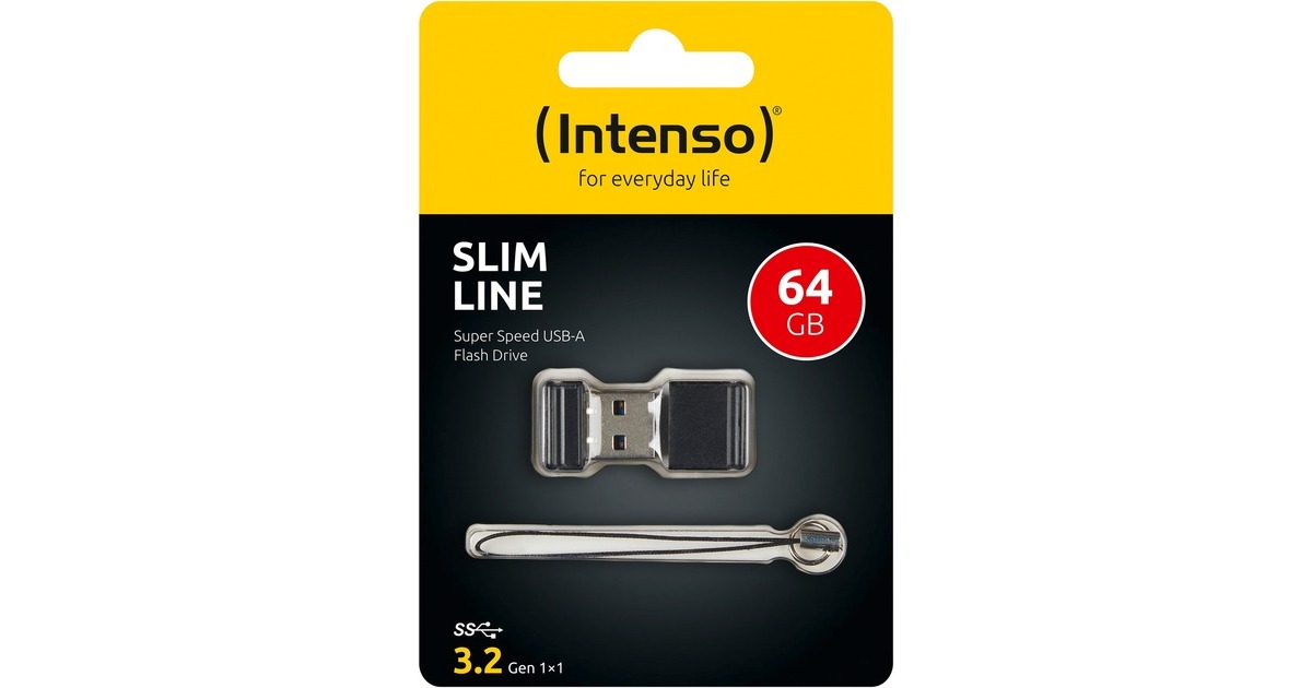 Intenso Slim Line 64 GB, USB-Stick(schwarz, USB-A 3.2 Gen 1)