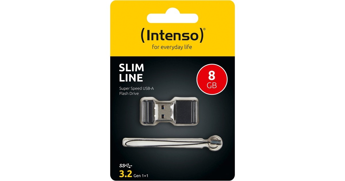Intenso Slim Line 8 GB, USB-Stick(schwarz, USB-A 3.2 Gen 1)
