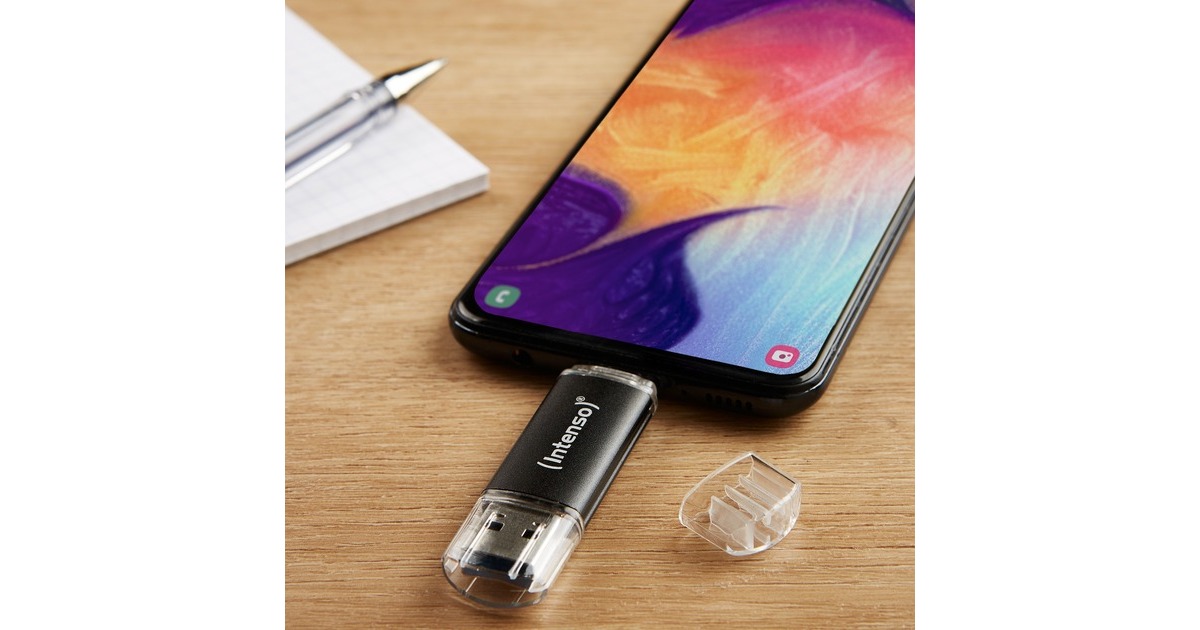 Intenso Twist Line 32 GB, USB-Stick(anthrazit/transparent, USB-A 3.2 Gen 1, USB-C 3.2 Gen 1)