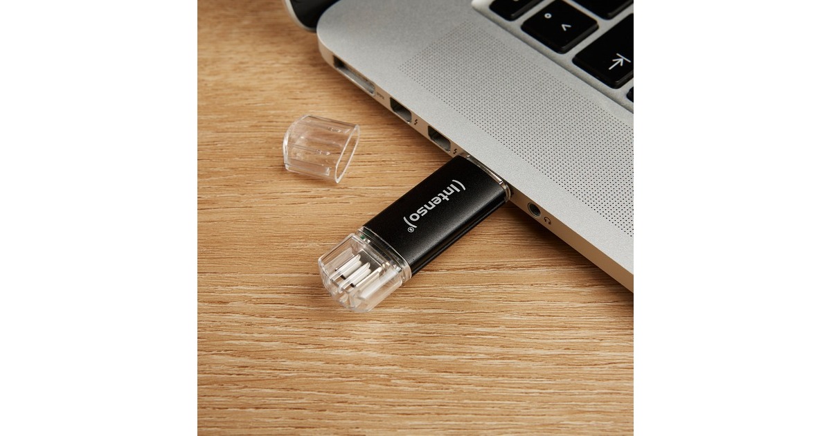 Intenso Twist Line 32 GB, USB-Stick(anthrazit/transparent, USB-A 3.2 Gen 1, USB-C 3.2 Gen 1)