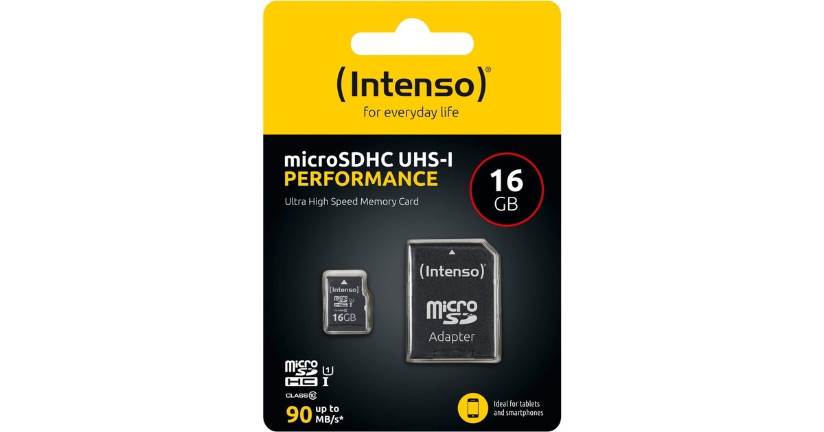 Intenso UHS-I Performance 16 GB microSDXC, Speicherkarte(schwarz, UHS-I U1, Class 10)