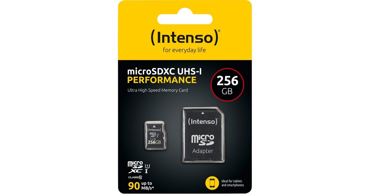 Intenso UHS-I Performance 256 GB microSDXC, Speicherkarte(schwarz, UHS-I U1, Class 10)