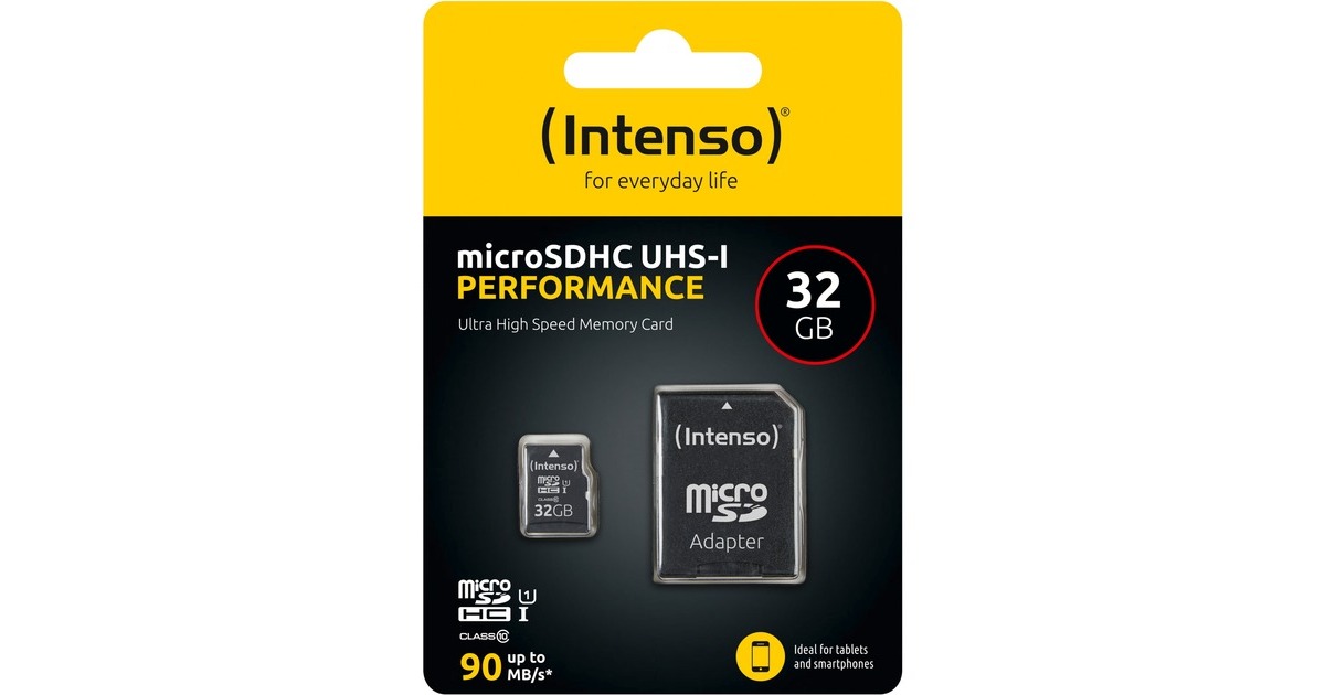 Intenso UHS-I Performance 32 GB microSDXC, Speicherkarte(schwarz, UHS-I U1, Class 10)