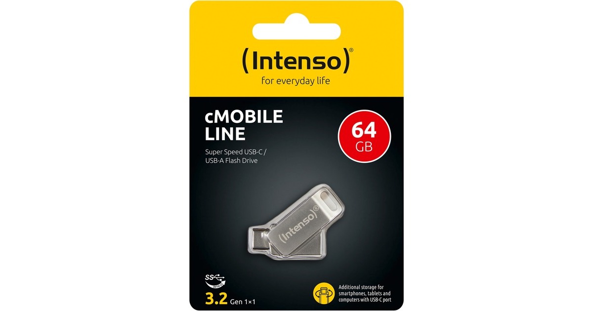 Intenso cMOBILE LINE 64 GB, USB-Stick(silber, USB-A 3.2 Gen 1, USB-C 3.2 Gen 1)