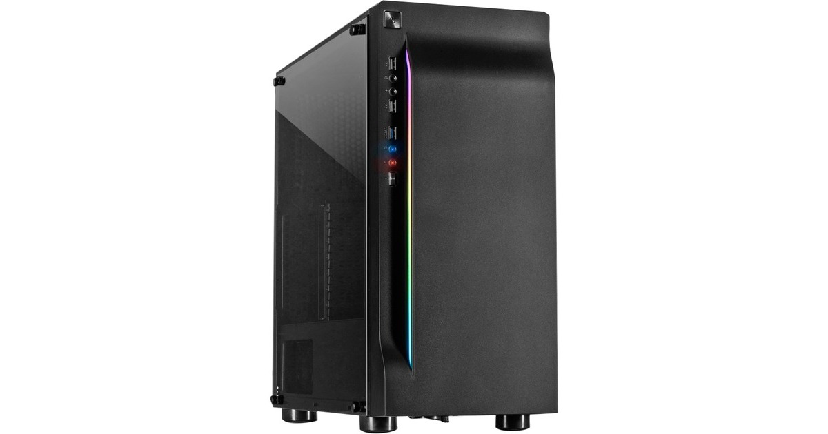 Inter-Tech A-3411 Creek, Tower-Gehäuse(schwarz, Tempered Glass)