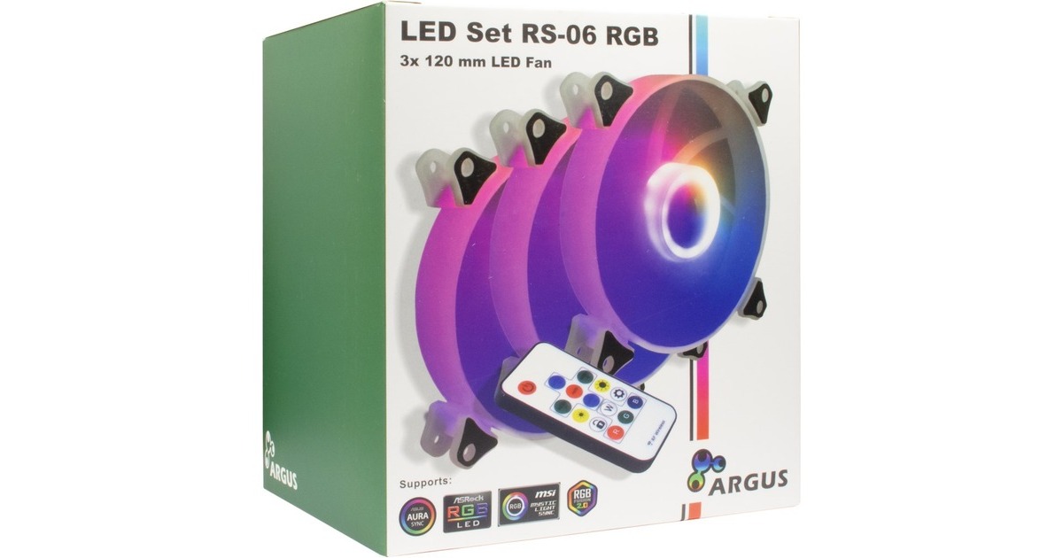 Inter-Tech Argus RGB-Fan Set RS-06 120x120x25, Gehäuselüfter(3er Set, inkl. Controller)
