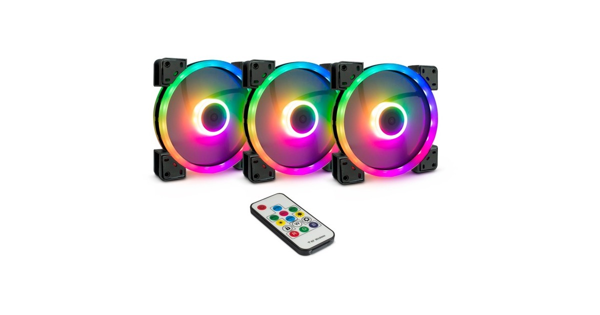 Inter-Tech Argus RGB-Fan Set RS-14 140x140x25, Gehäuselüfter(schwarz, 3er Set, inkl. Controller)