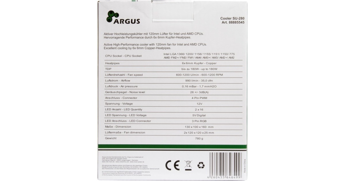 Inter-Tech Argus SU-280 RGB, CPU-Kühler(schwarz)