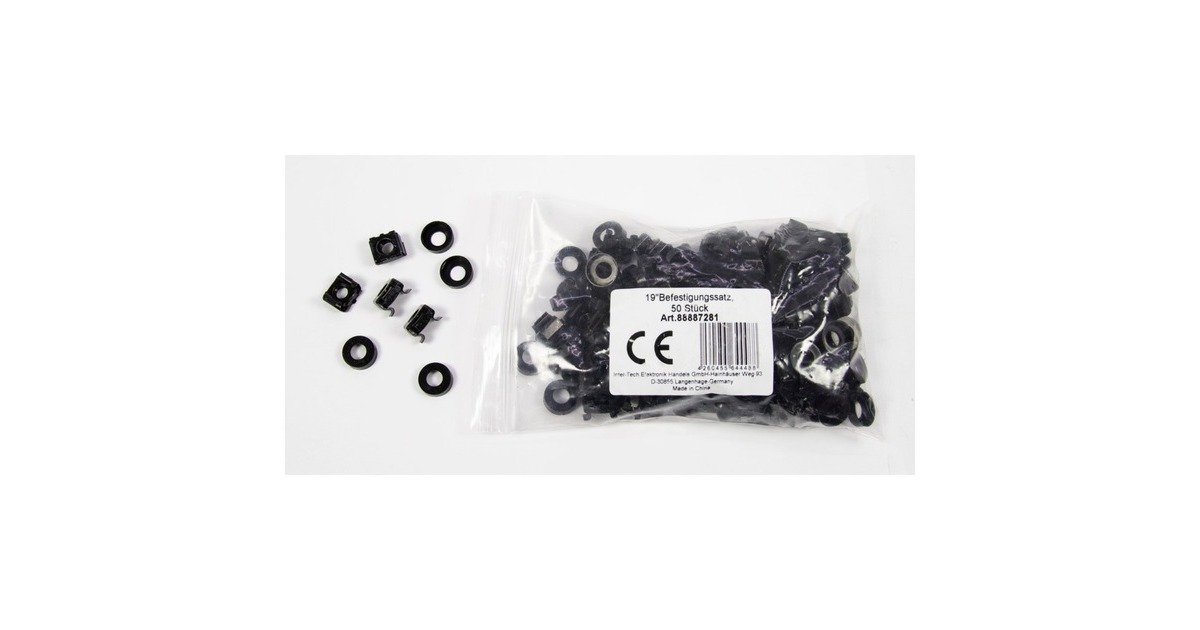 Inter-Tech Käfigmuttern, 50 Stück, Schrauben-Set(schwarz, 150-teilig)