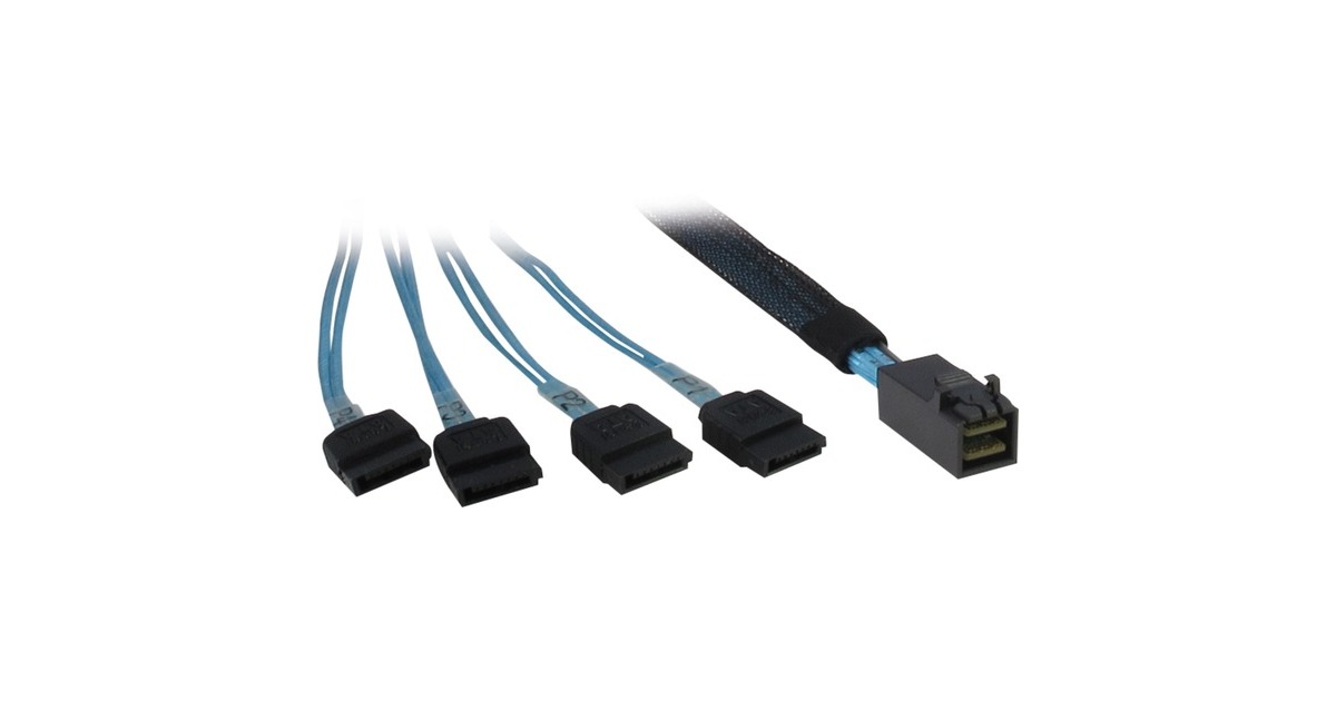 4x SATA(schwarz/blau, 0,5 Meter (teilummantelt))