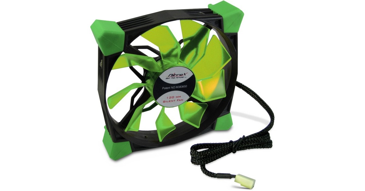 Inter-Tech N-120-GR 120x120x25mm, Gehäuselüfter(schwarz/grün)