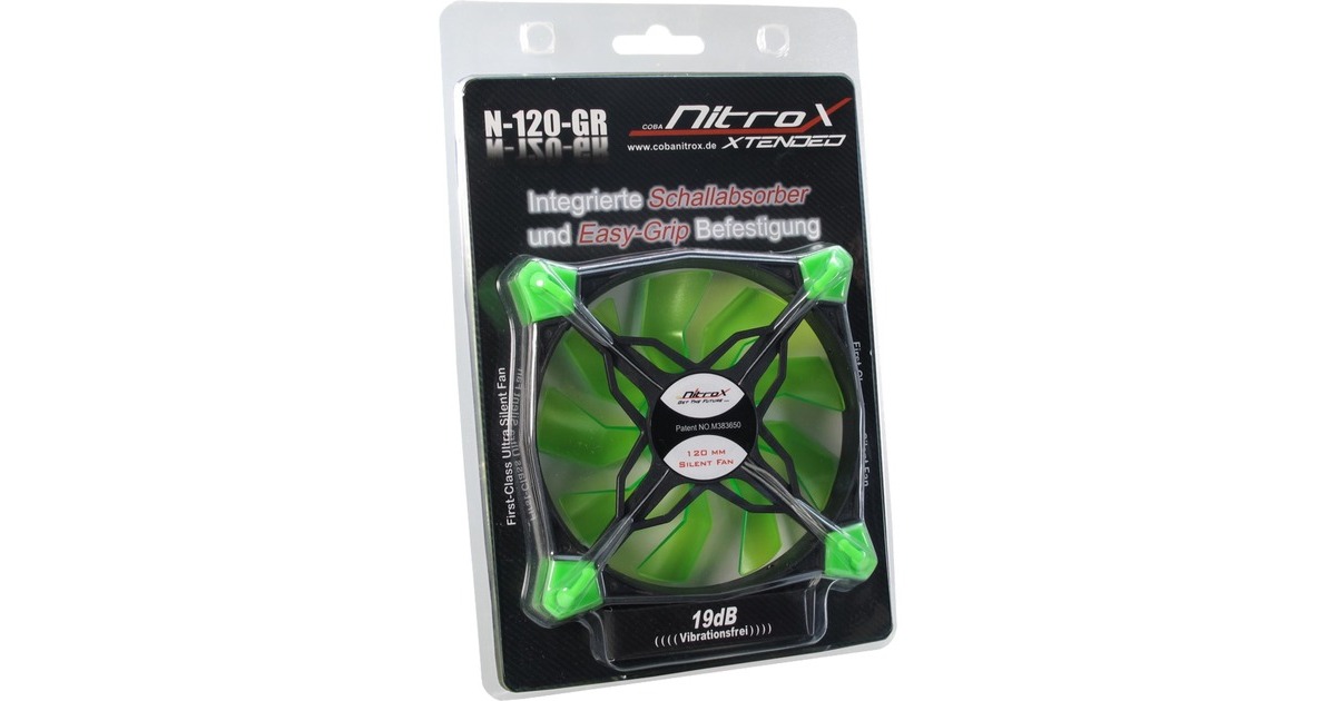 Inter-Tech N-120-GR 120x120x25mm, Gehäuselüfter(schwarz/grün)