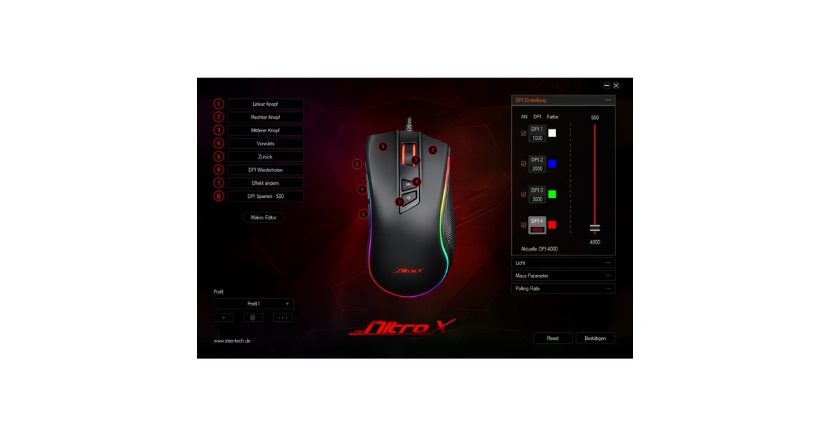 Inter-Tech Nitrox GT-300+ RGB, Gaming-Maus(schwarz)