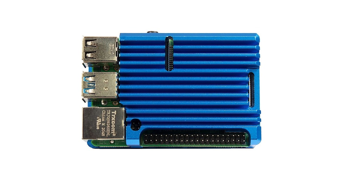 Inter-Tech ODS-721 für Raspberry Pi 4B, Gehäuse(blau, für Raspberry Pi 4 Modell B)