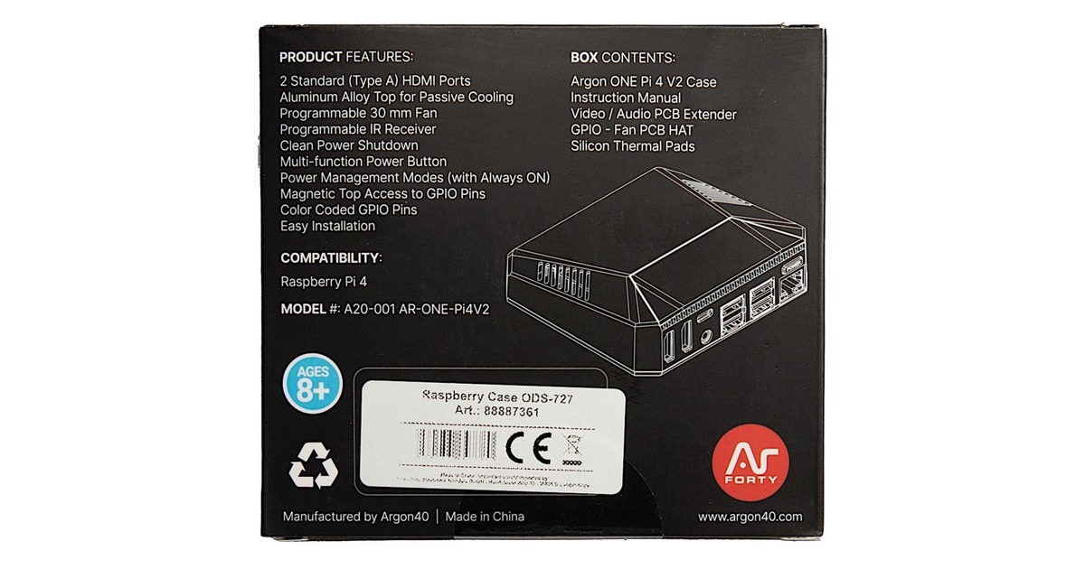 Inter-Tech ODS-727 für Raspberry Pi 4B, Gehäuse(für Raspberry Pi 4 Modell B)