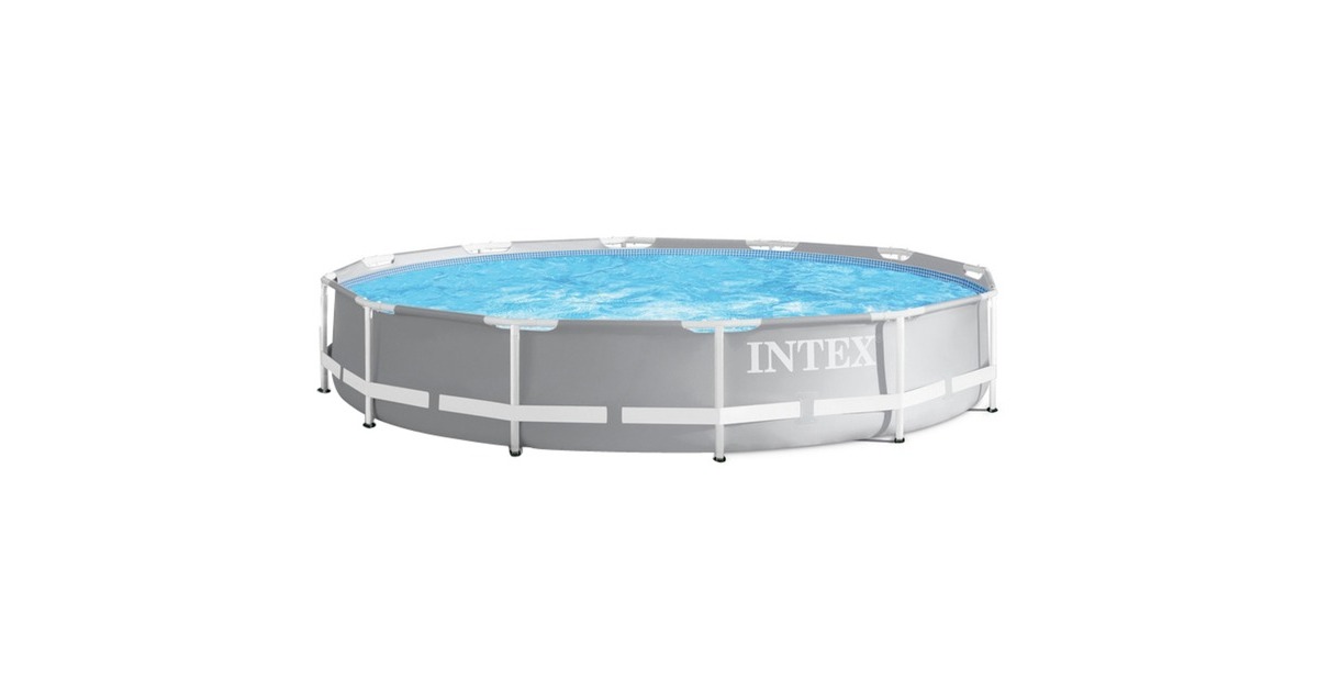 Intex Frame Pool Set Prism Rondo 126712GN, Ø 366 x 76cm, Schwimmbad(grau/blau, Kartuschen-Filteranlage 28604GS)