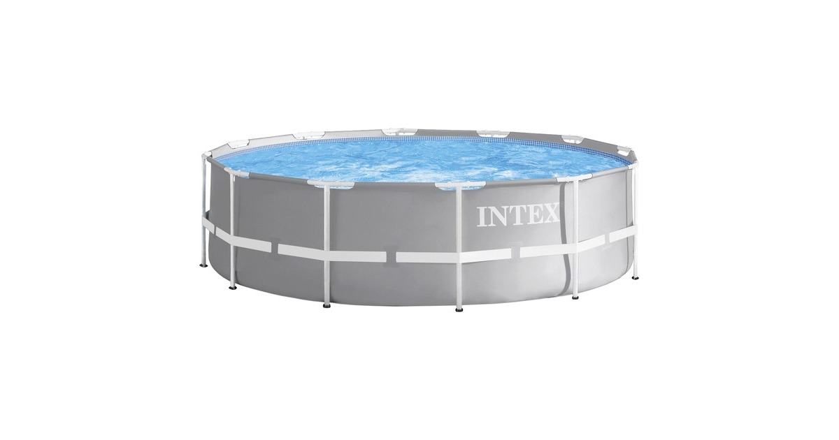 Intex Frame Pool Set Prism Rondo 126716GN, Ø 366 x 99cm, Schwimmbad(grau/blau, Kartuschen-Filteranlage ECO 604G)