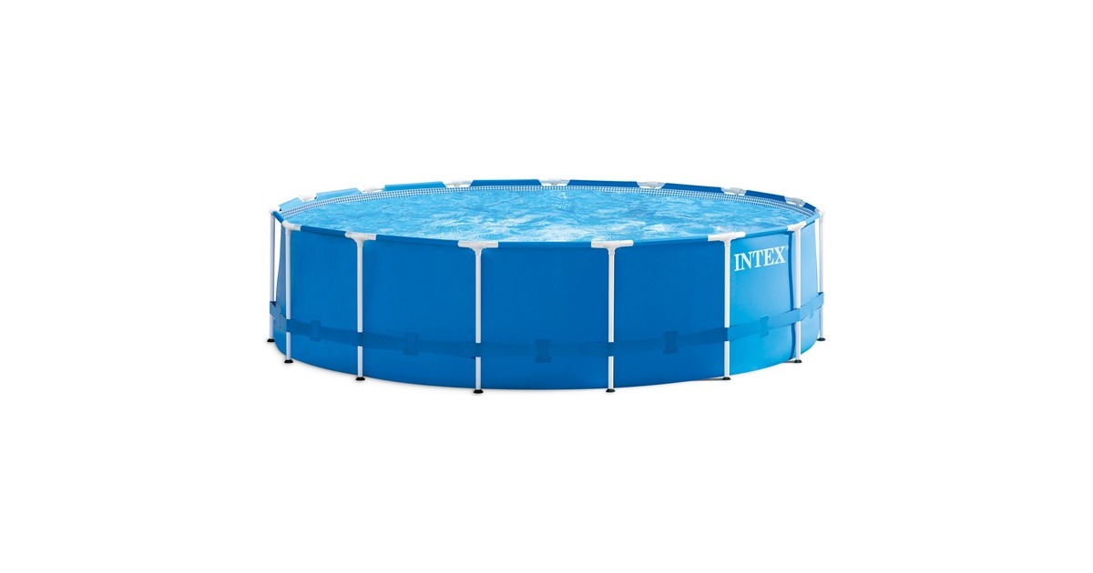 Intex Frame Pool Set Rondo, Ø 457 x 122cm, Schwimmbad(dunkelblau/weiß, Kartuschen-Filteranlage ECO 638R)
