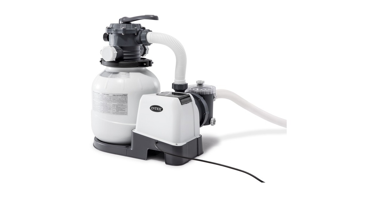 Intex Frame Pool Set Ultra Rondo XTR Ø 610 x 122cm, Schwimmbad(dunkelgrau/blau, Sandfilteranlage SF80220RC-2)