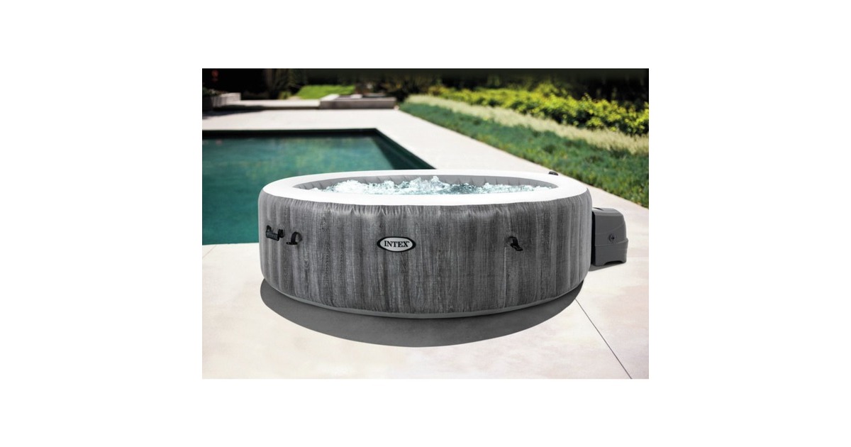 Intex Pure SPA Bubble Massage Greywood Deluxe Ø 216 x 71cm, Schwimmbad(dunkelgrau, mit Kalkschutzsystem)