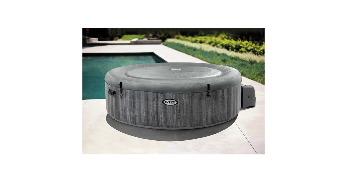 Intex Pure SPA Bubble Massage Greywood Deluxe Ø 216 x 71cm, Schwimmbad(dunkelgrau, mit Kalkschutzsystem)